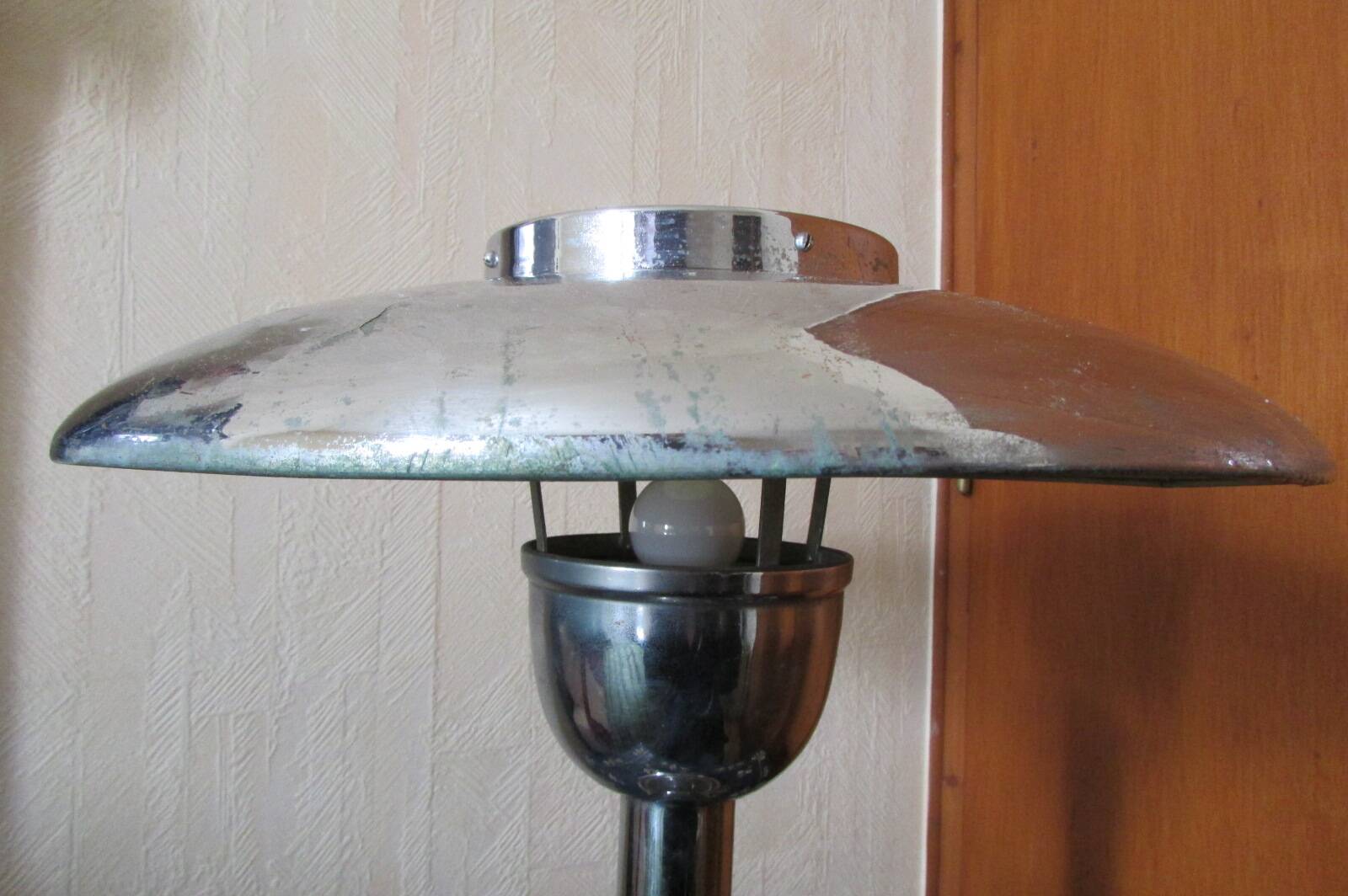 Vintage chrome mushroom lamp, industrial style