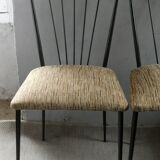 Pair of Colette Gueden chairs, black metal and fabric.