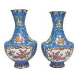 Pair of Chinese vases in enamelled bronze