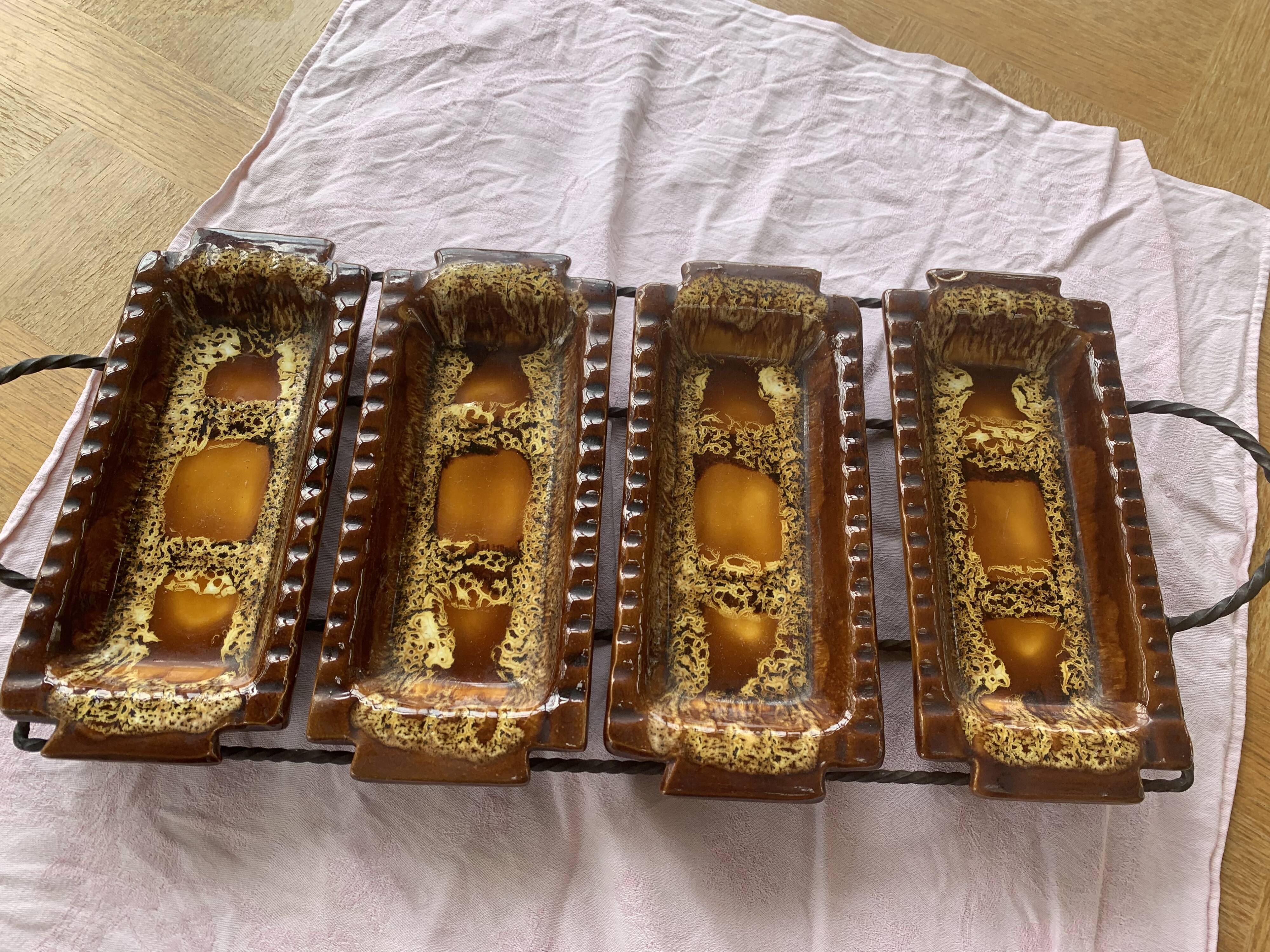 Aperitif servant in glazed ceramic signed by Marius Giuge artisan potter vallauris vintage