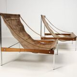 2 leather armchair-sofa Stig Poulsson Bekem. design 70s Denmark