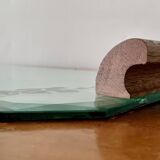 Art Deco mirror tray with wooden handles