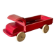 Red wooden flatbed truck, vintage toy