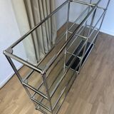 USM Haller shelf in glass and Graphite Black