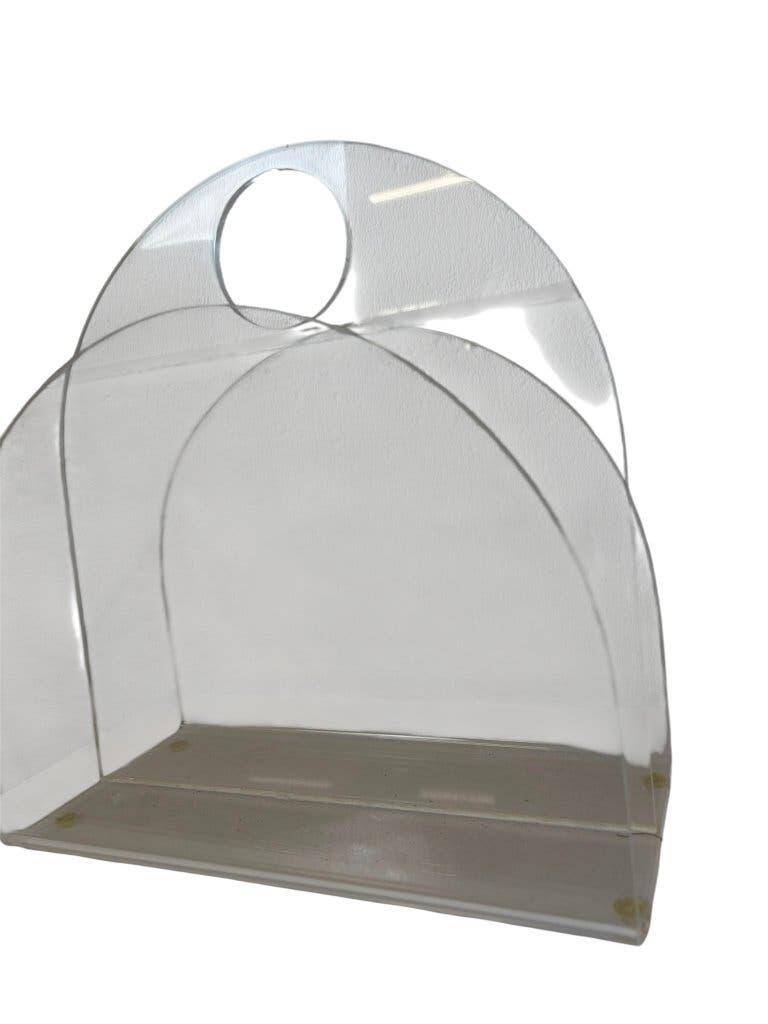 Vintage magazine/newspaper rack in transparent plexiglass