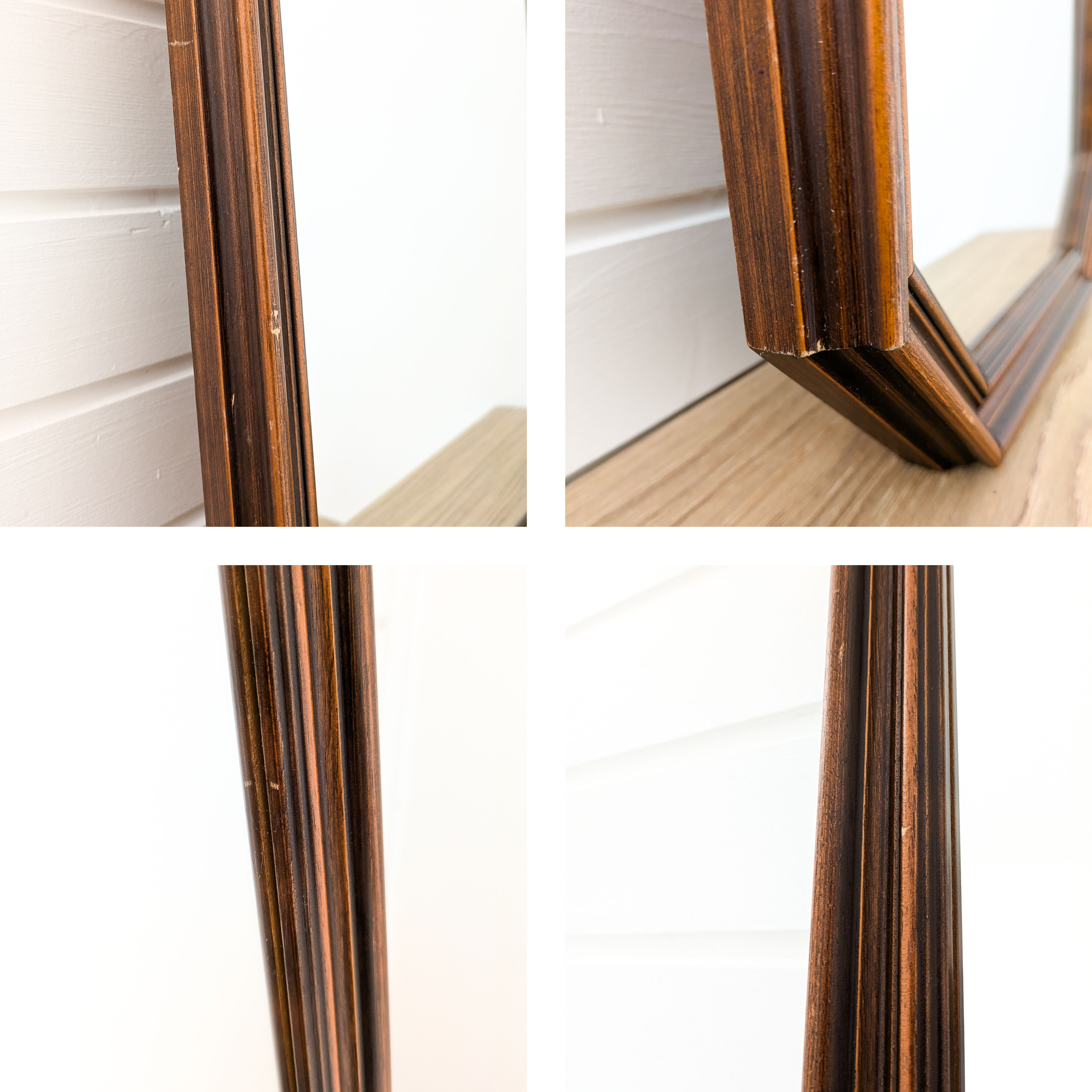 Miroir vintage octogonal en bois massif, rétro salle de bain salon couloir