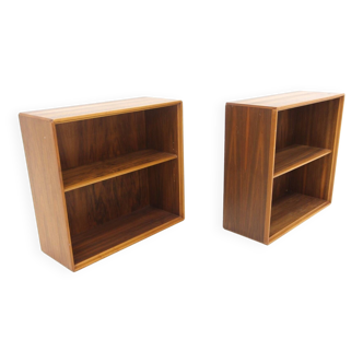 Set of 2 "Facett" walnut bedside tables, Bertil Fridhagen, Bodafors, Sweden, 1960