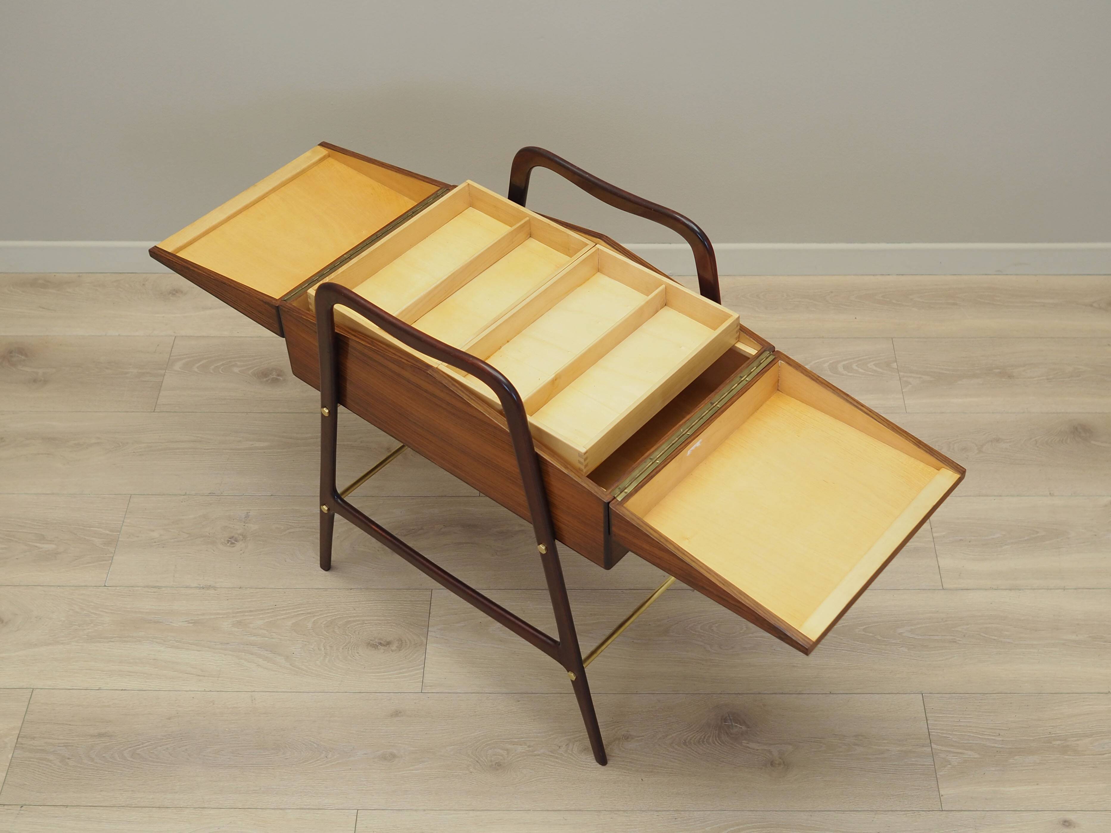 Walnut sewing table, Italian design, 1970s, production: Italy