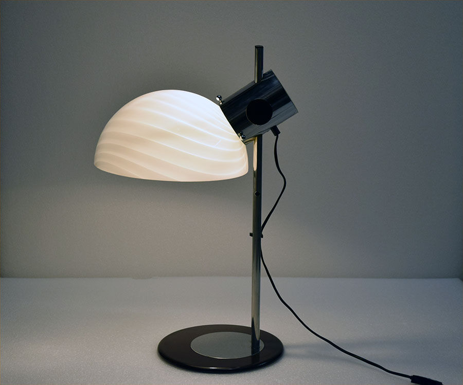 70's table lamp in glass and metal produced by Zonca