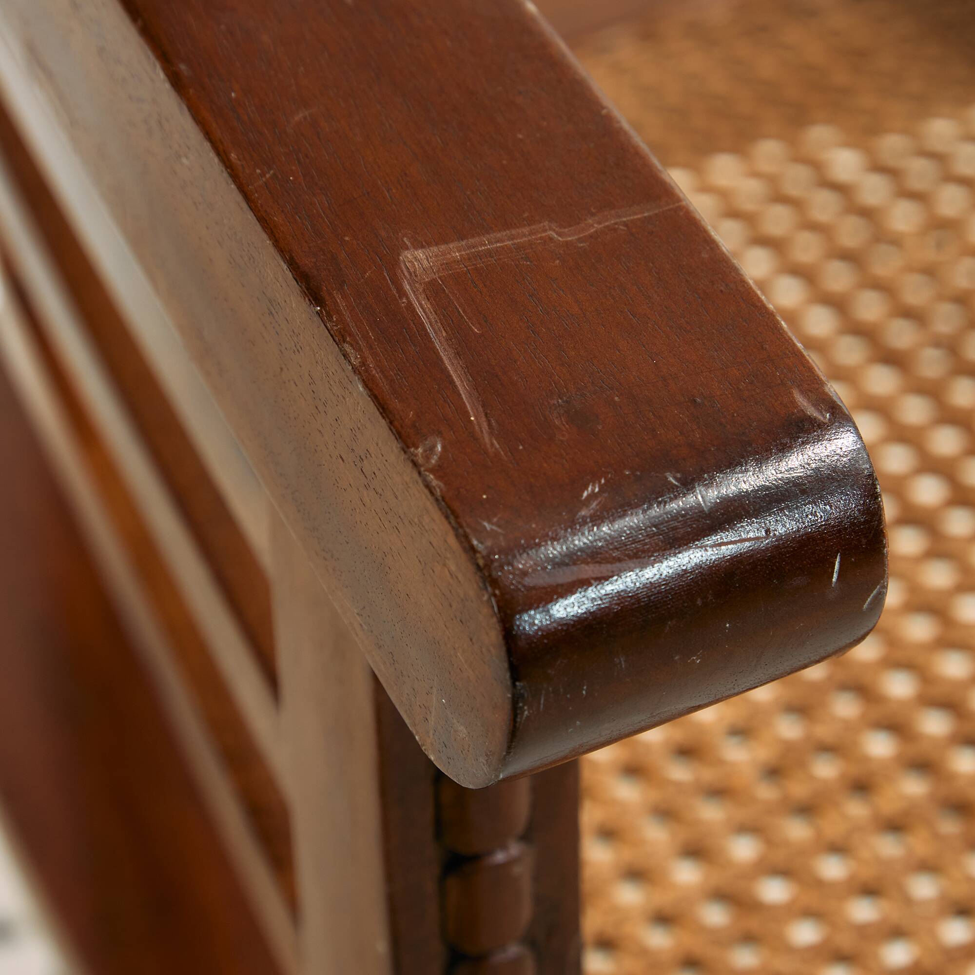 Beech and rattan armchair