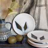 Six ceramic plates with matt enamel 50s