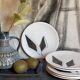 Six ceramic plates with matt enamel 50s