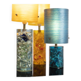 Fractal resin lamp set of 3, circa 1970