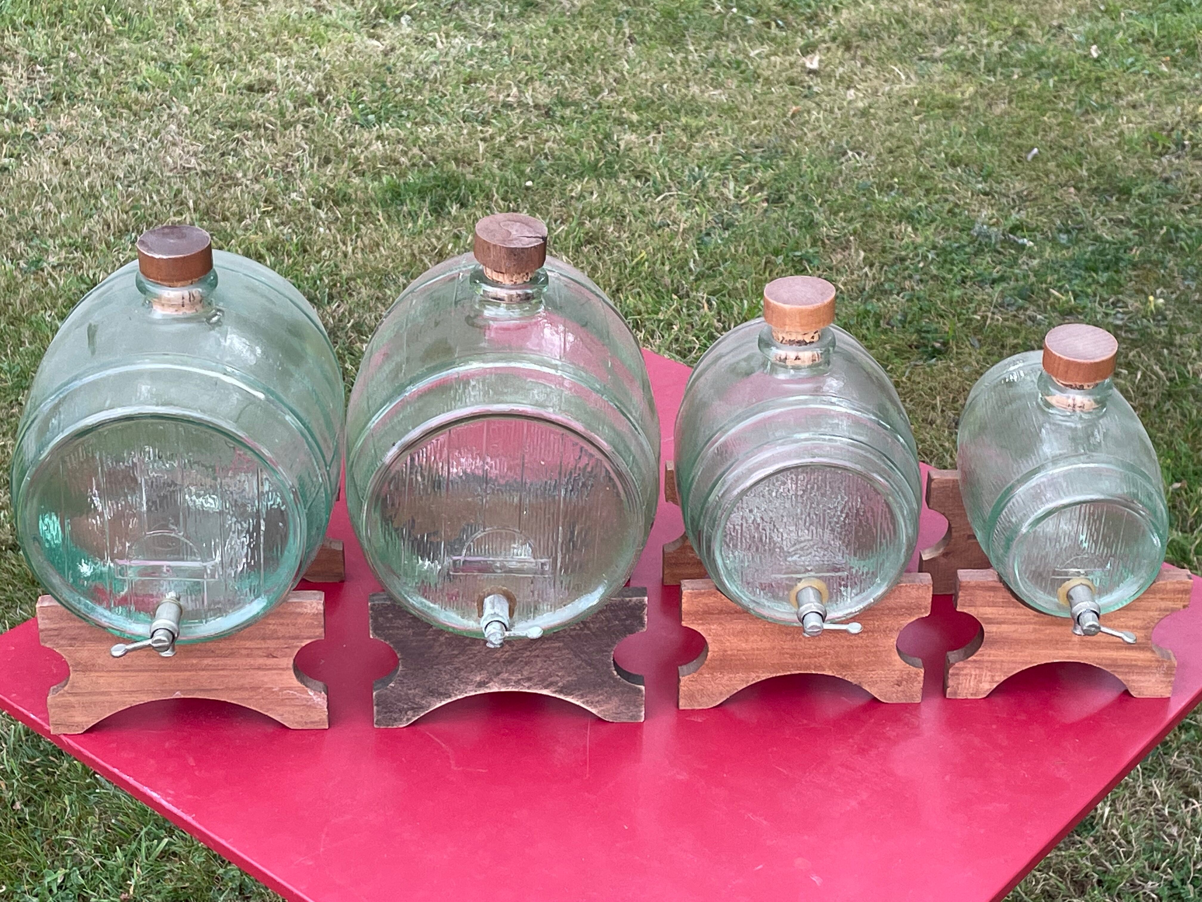 Set of 4 glass barrel
