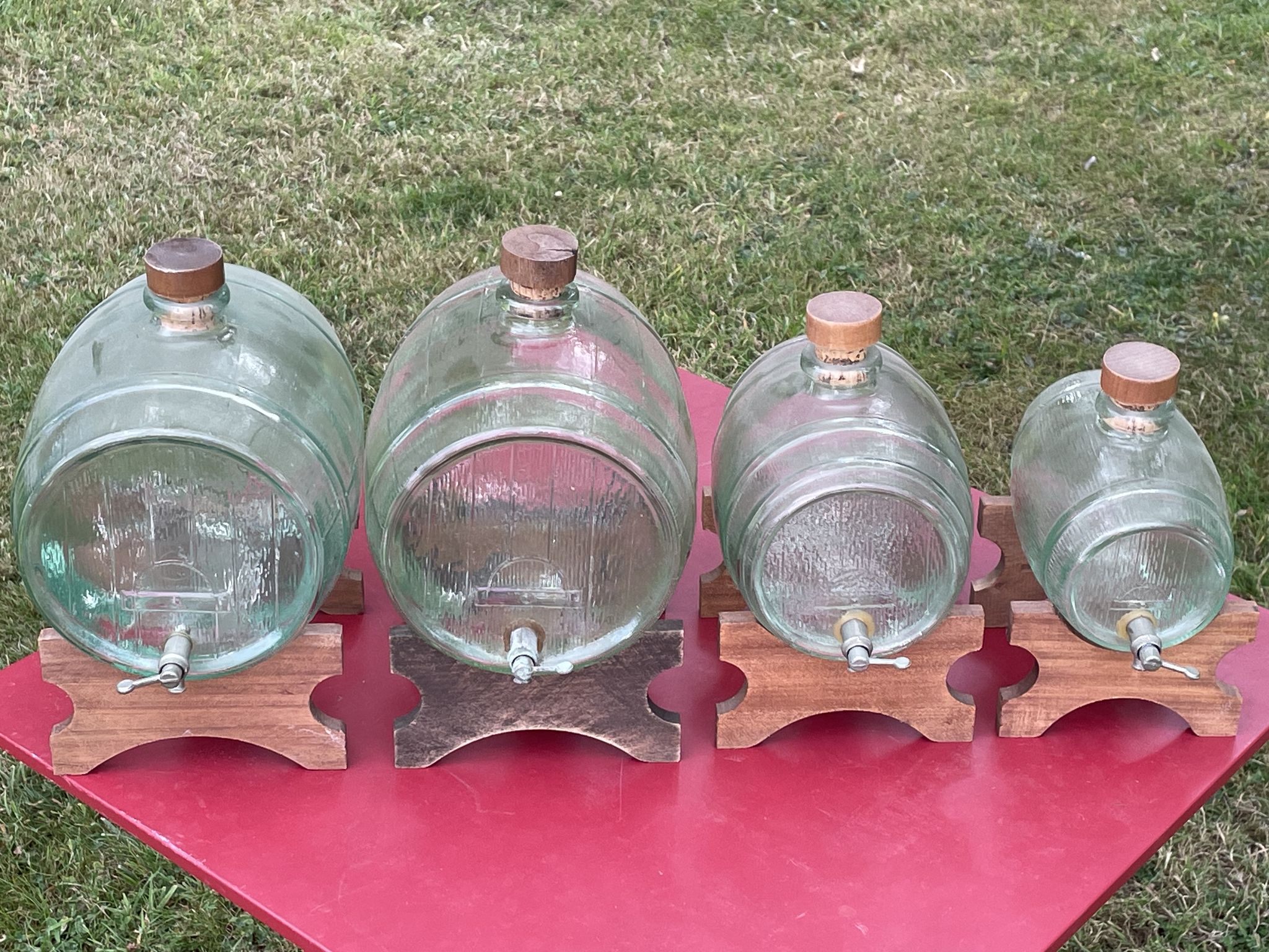 Set of 4 glass barrel