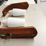 Pair of vintage Scandinavian wall lights. Teak lamp Louis KALFF