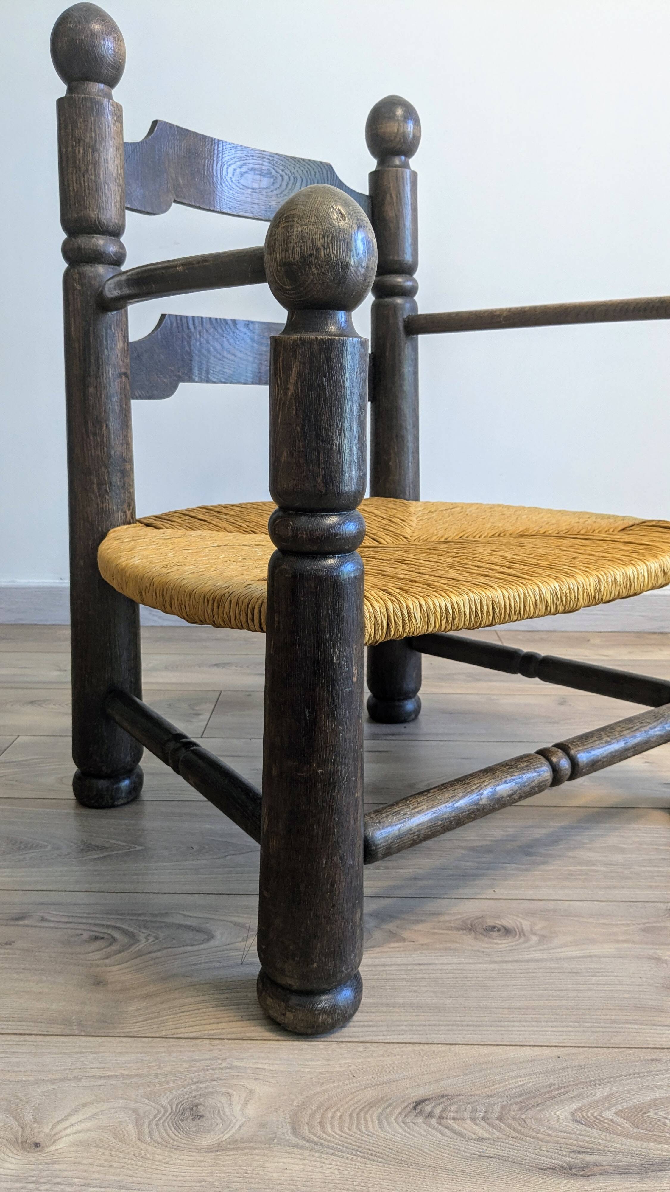 Genuine  Dudouyt style low oak armchair, 1940s