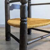 Genuine  Dudouyt style low oak armchair, 1940s