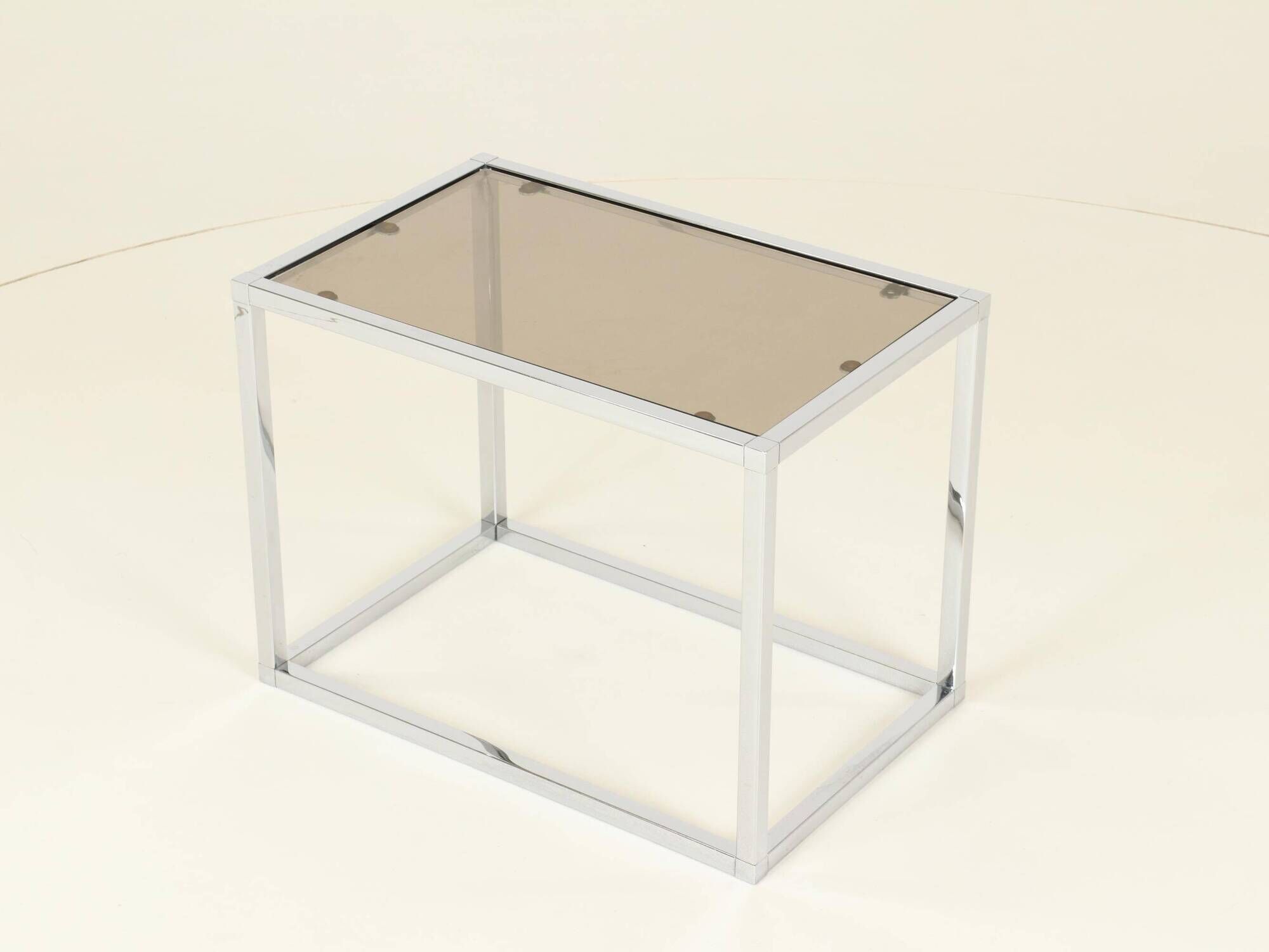 Coffee or Side Table in Chroom & Smoked Glass by Belgo Chrom, Belgium,1970s
