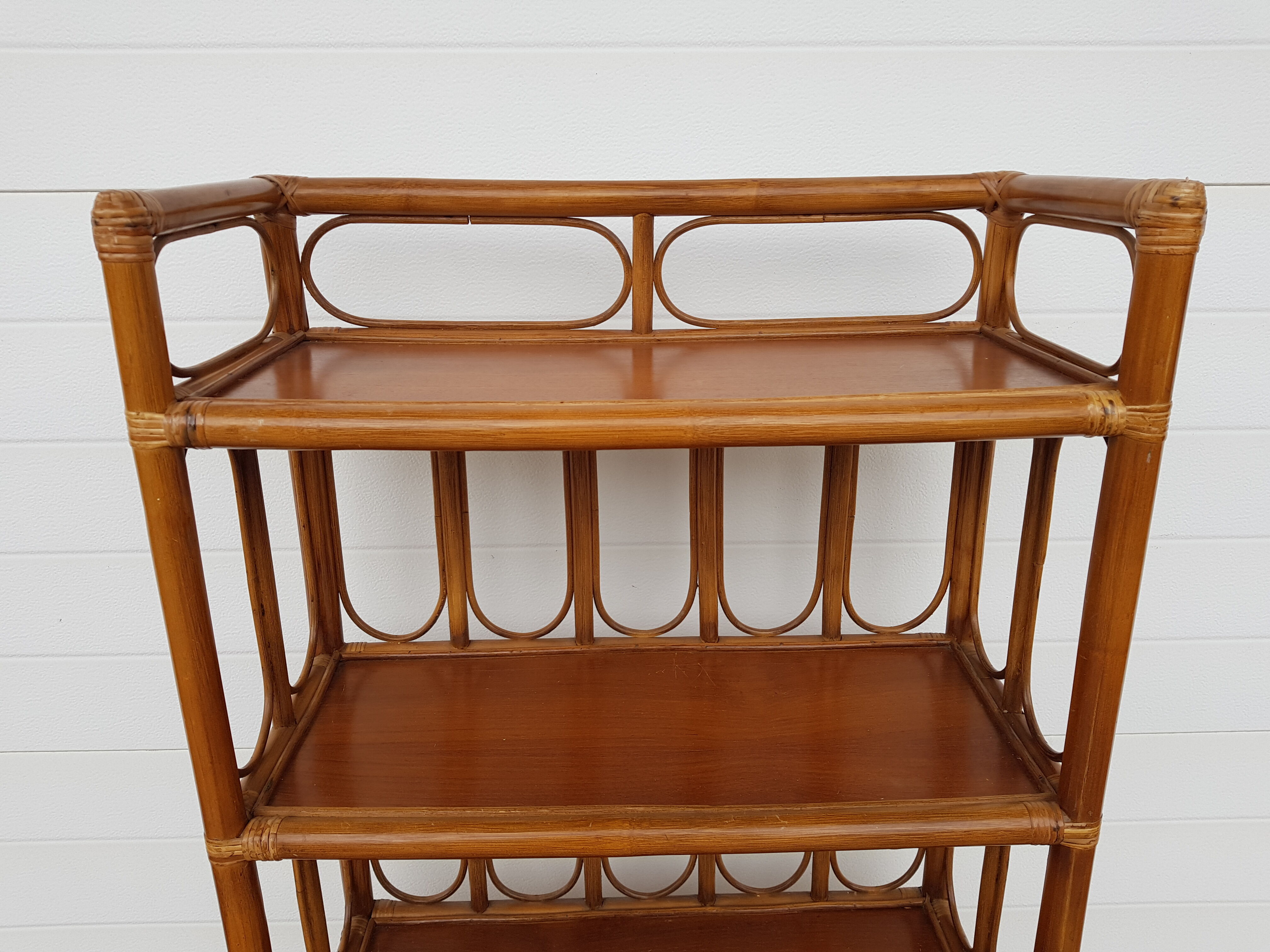 Old shelf in bamboo and rattan 70s