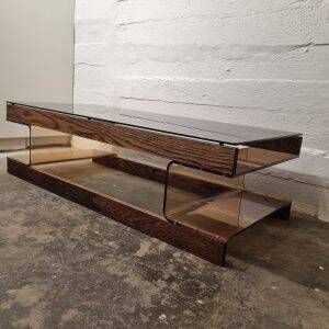 Rectangular smoked acrylic coffee table 1970s | Mid-century modern design furniture