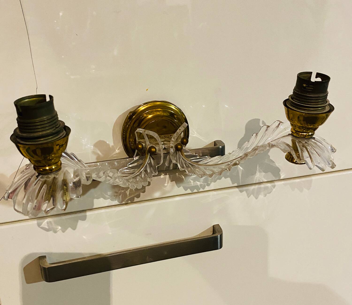 Double brass wall light from the 60s