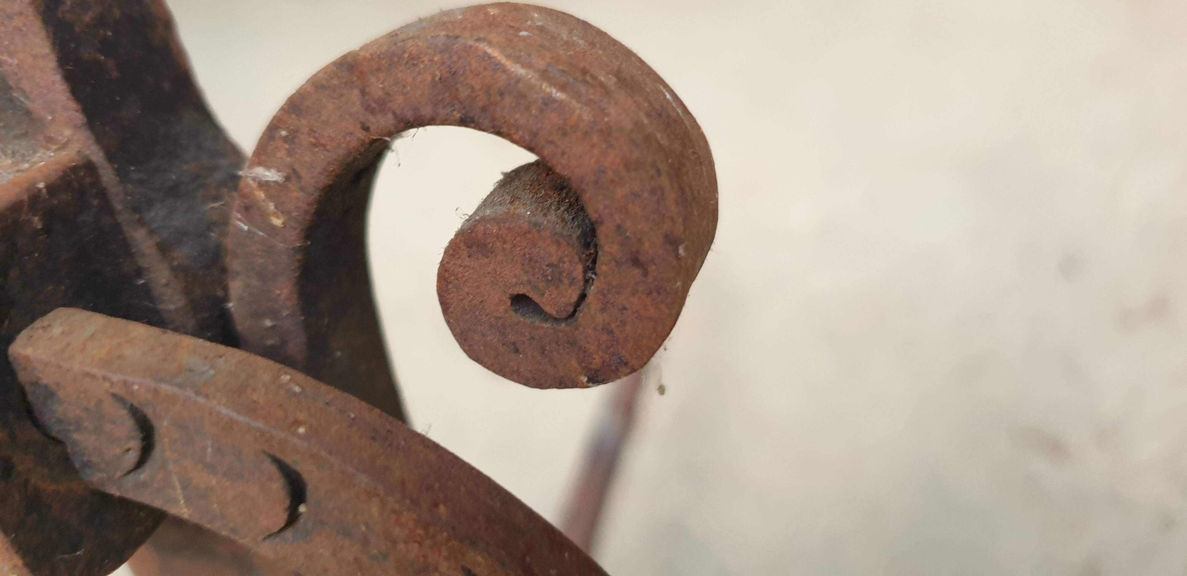 Pair of Wrought Iron Andirons with Refined Ornamentation - 20th Century