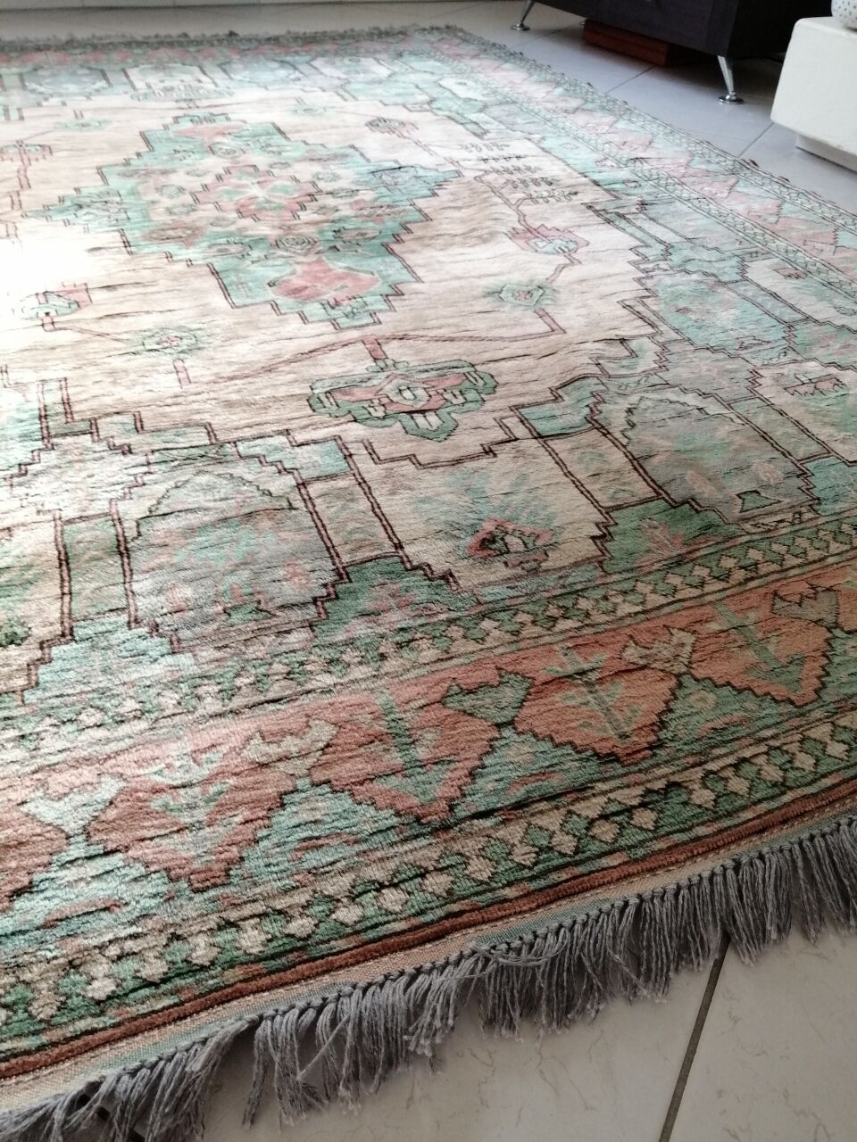 Afghan rug in pastel colors