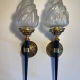 Pair of torch wall lamps