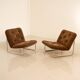 Pair of brown "666" low chairs by Kho Liang for Artifort 70's