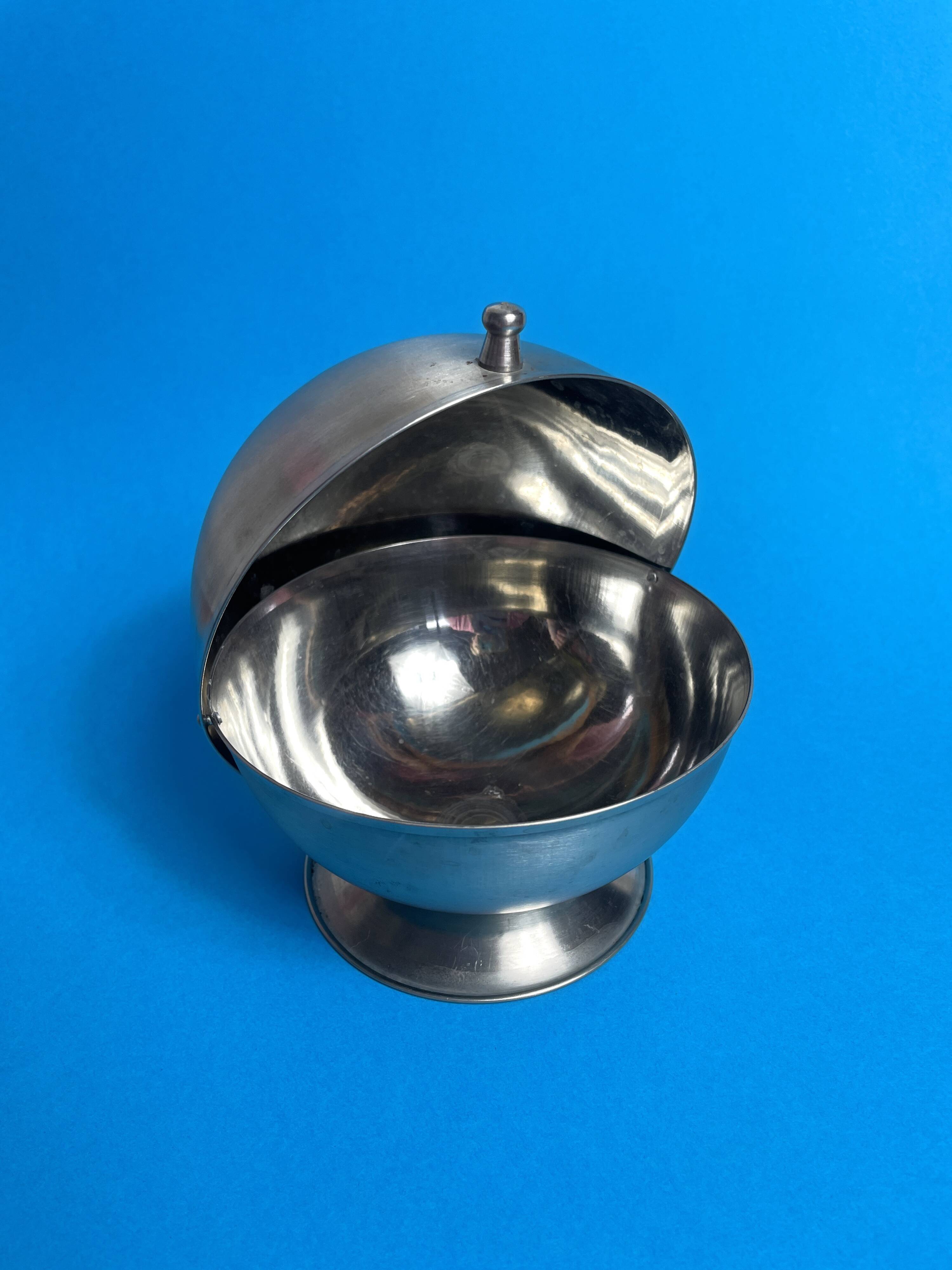 Vintage stainless steel sugar bowl
