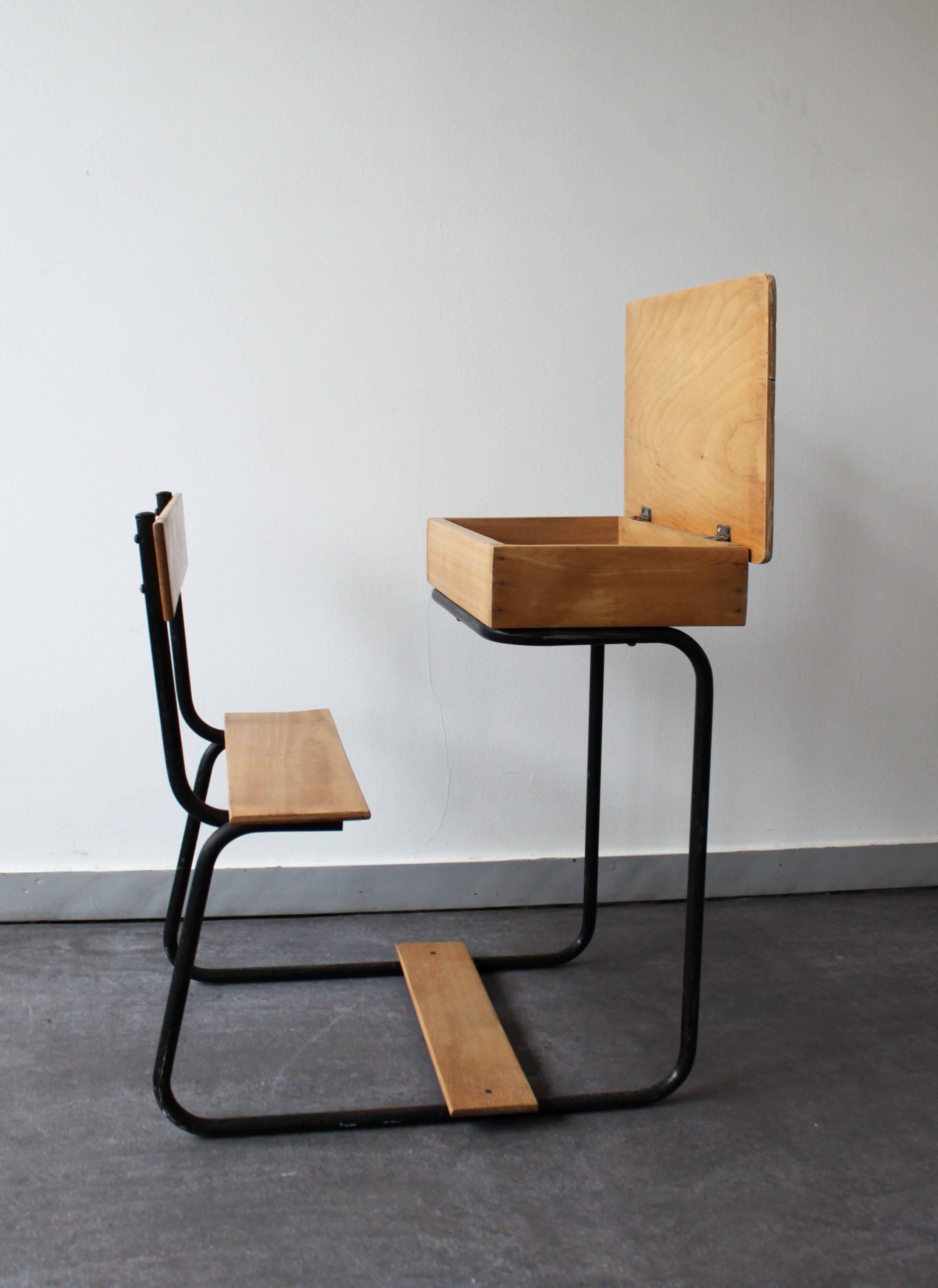 Vintage wooden school desk.