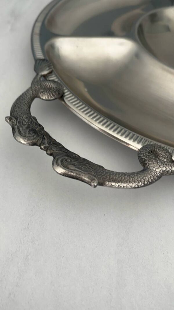 Plateau rond jean couzon en inox – Plat de service vintage design fran