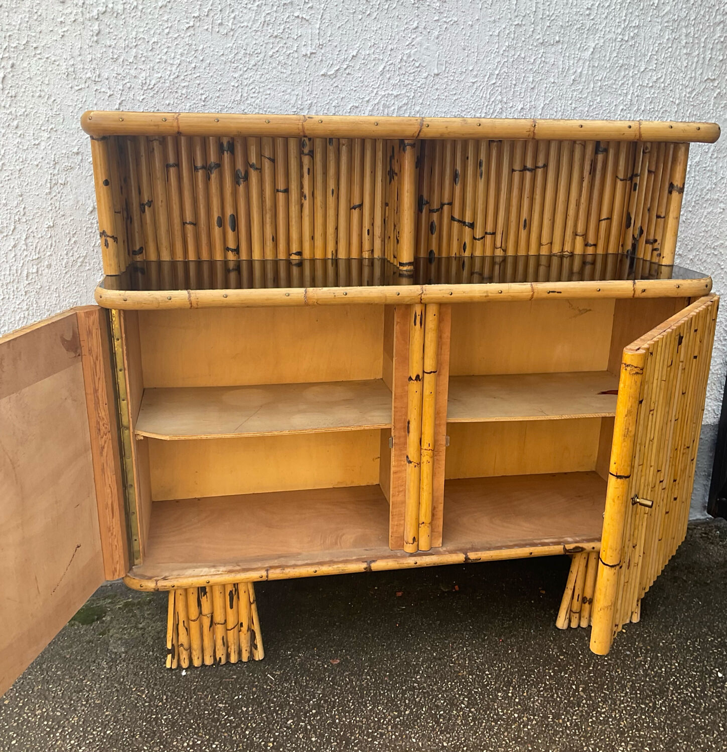 Vintage rattan bamboo bar from the 60s