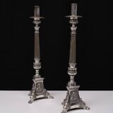 Antique Silver plated France church candle sticks 1850s