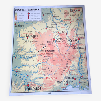 Ancienne carte scolaire - Massif central / Jura