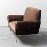 Canapé 3 places en velours marron gigi radice minotti 1950s vintage modernism