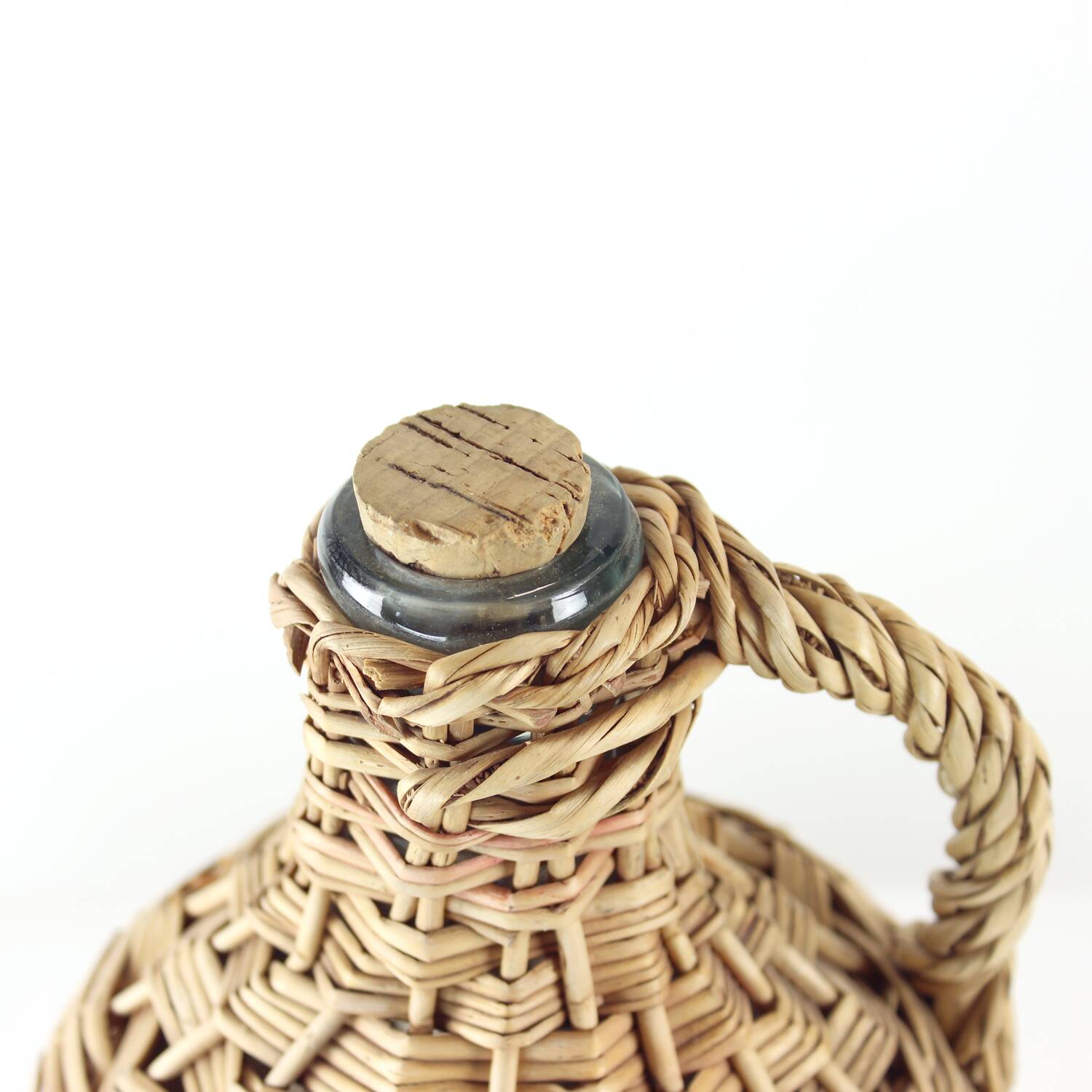 Bouteille en osier tressé vintage Demojohn, Tchécoslovaquie, années 1950