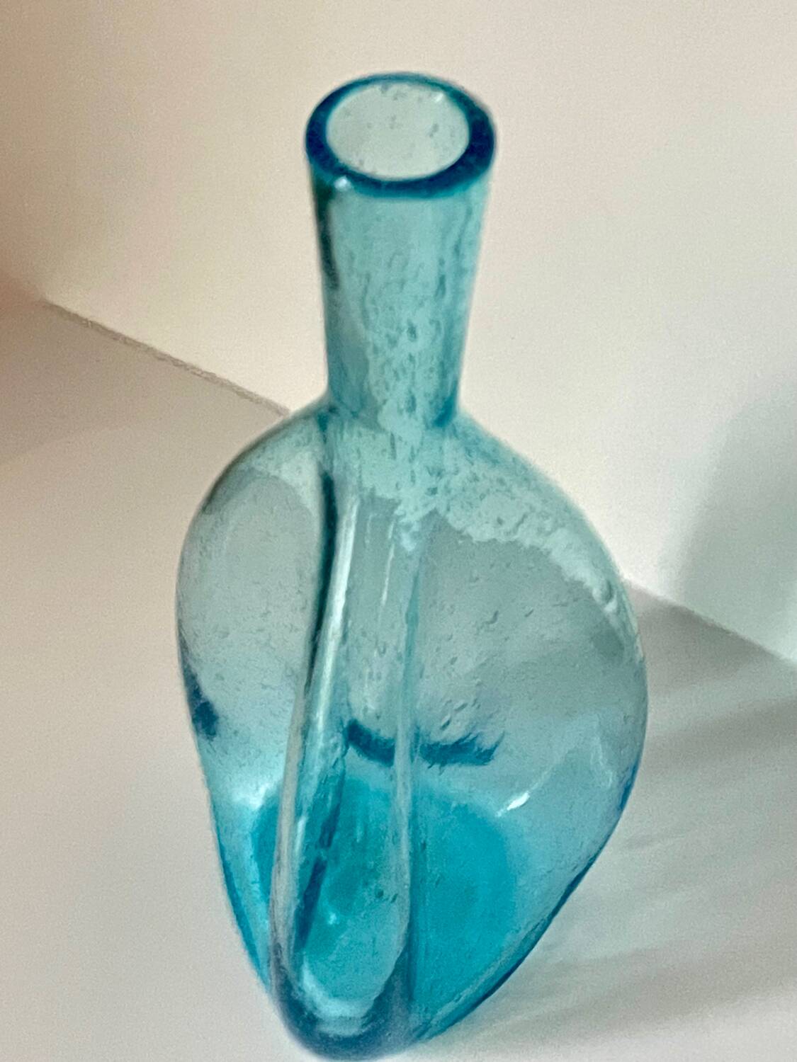 Turquoise bubbled glass vase