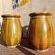 Pair of Provençal enamelled terracotta jars