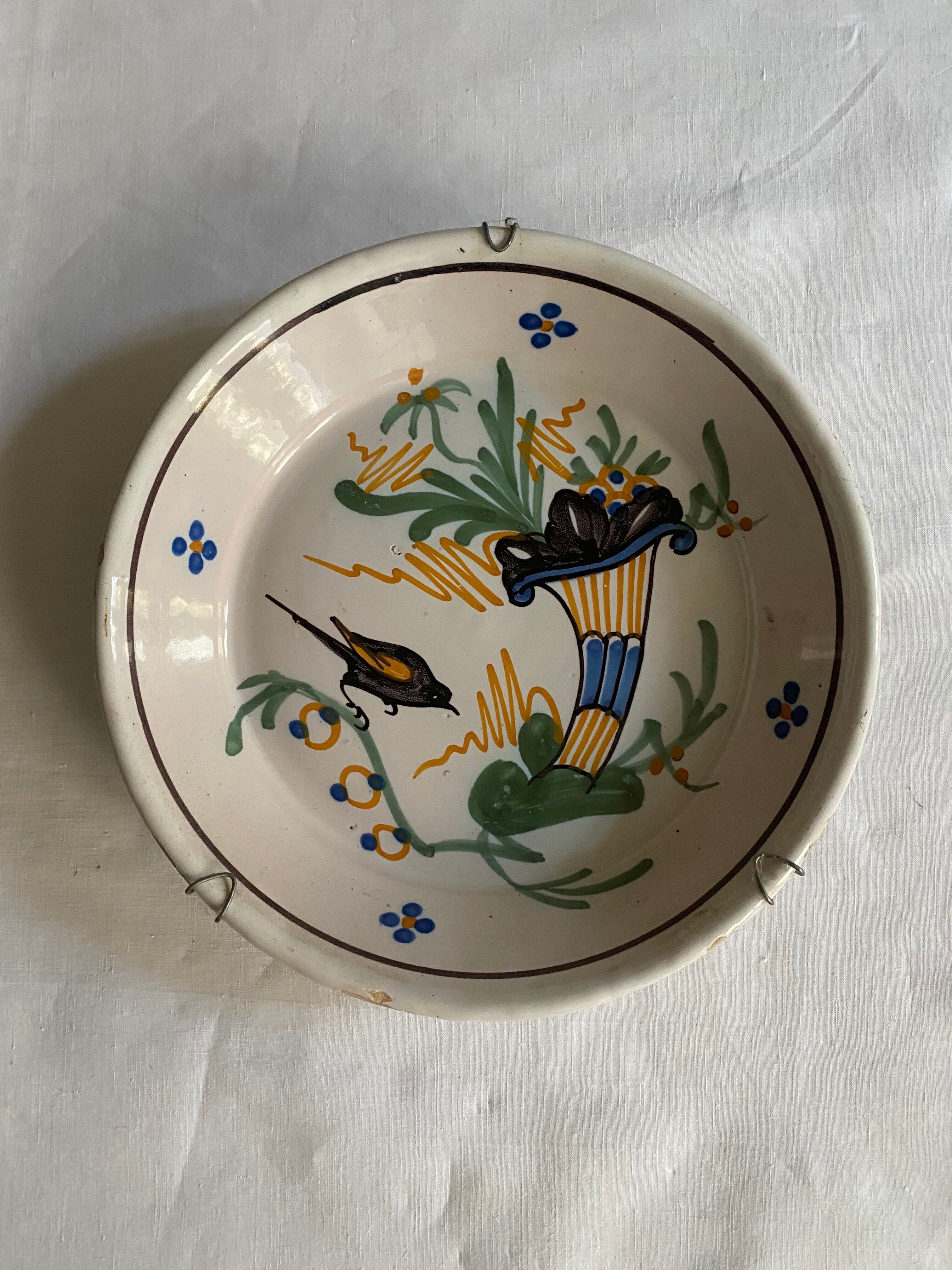 Plate of Nevers in earthenware late eighteenth century decoration of cornucopia