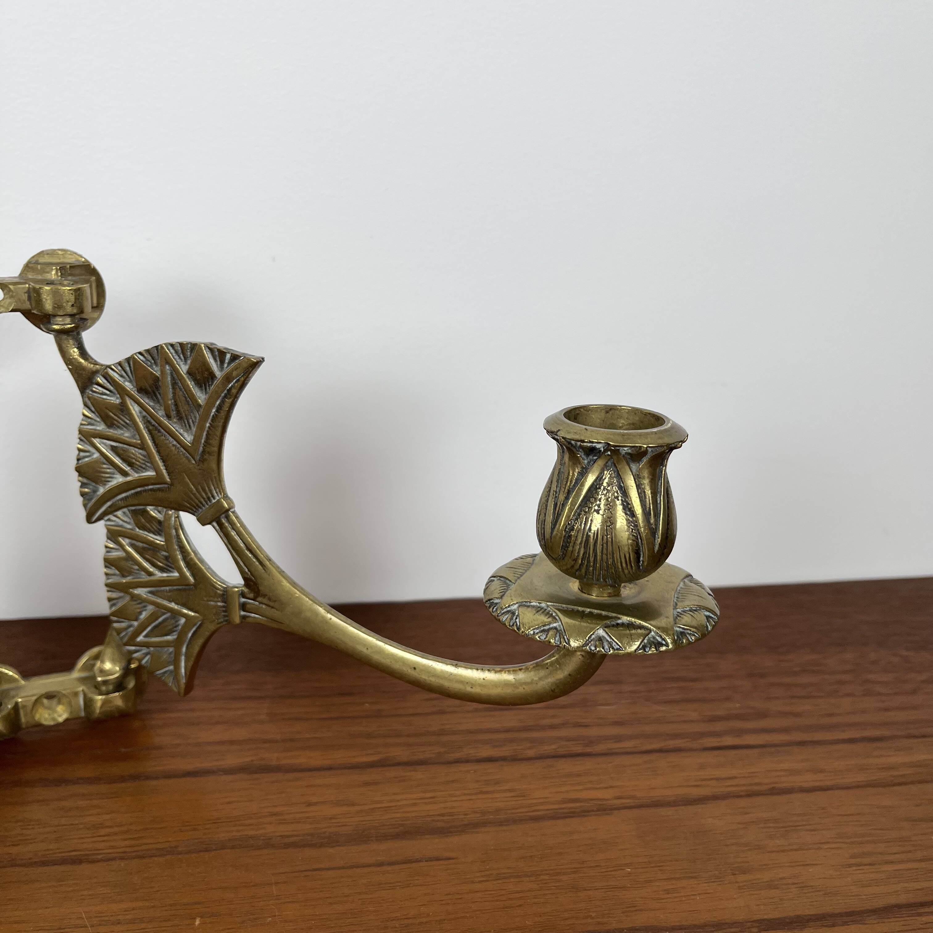 Antique brass wall candle holder – Art Deco double arm wall light