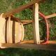 High bistro chair in natural and red wood