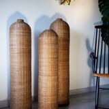 3 old traps in braided rush, basketry 20 th