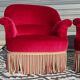 2 antique toad armchairs in red velvet