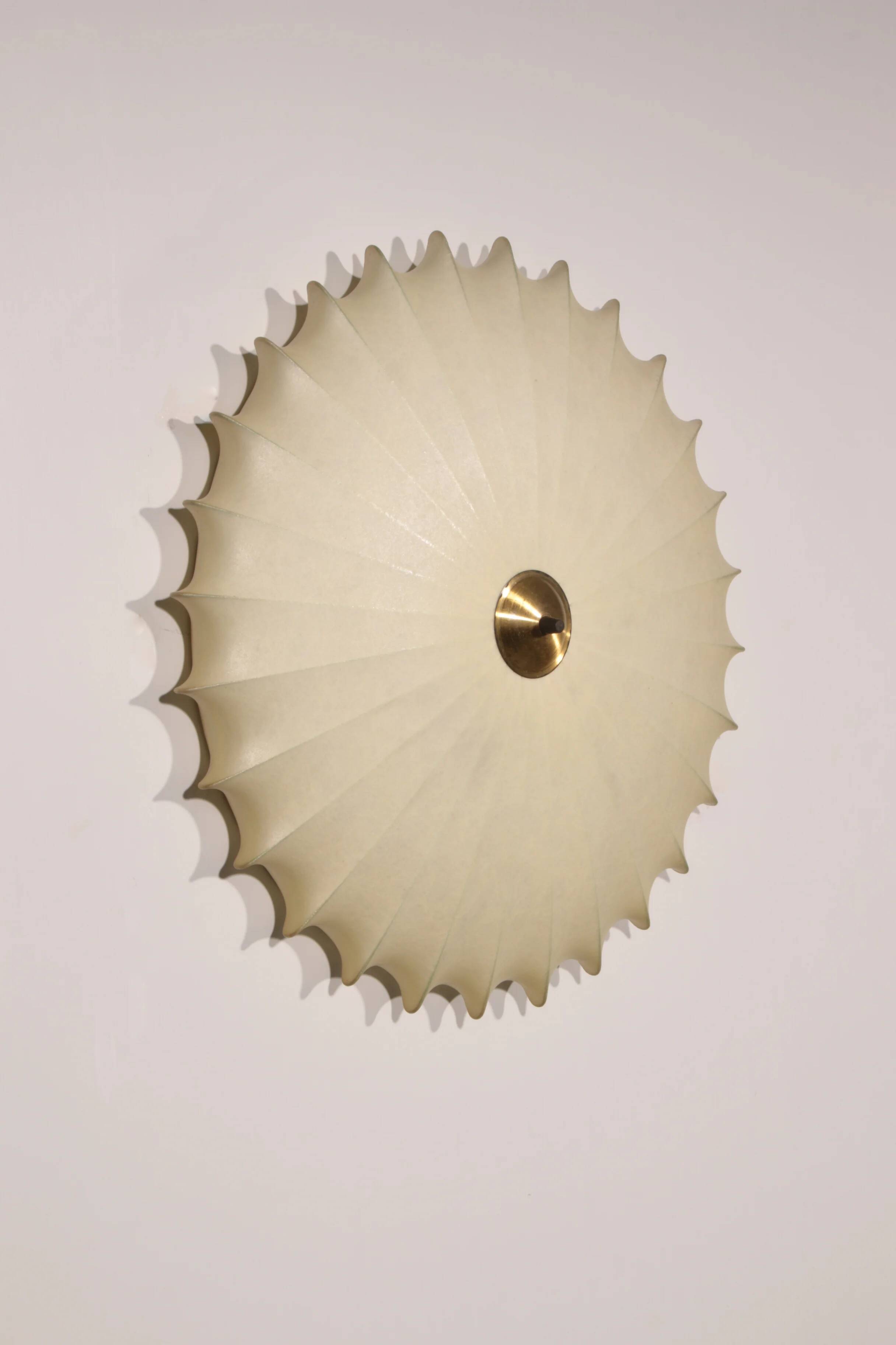 Sculptural cocoon light – mid-century Goldkant wall & ceiling lamp by Friedel Wauer