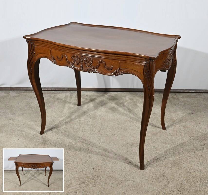Small Cabaret Table in Mahogany, Louis XV style, Napoleon III period – Mid-19th century