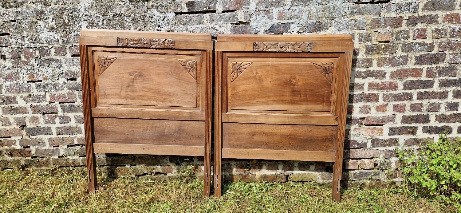 Pair of walnut headboard