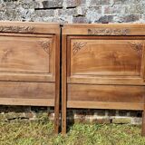 Pair of walnut headboard