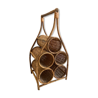 Rattan and wicker bottle holder